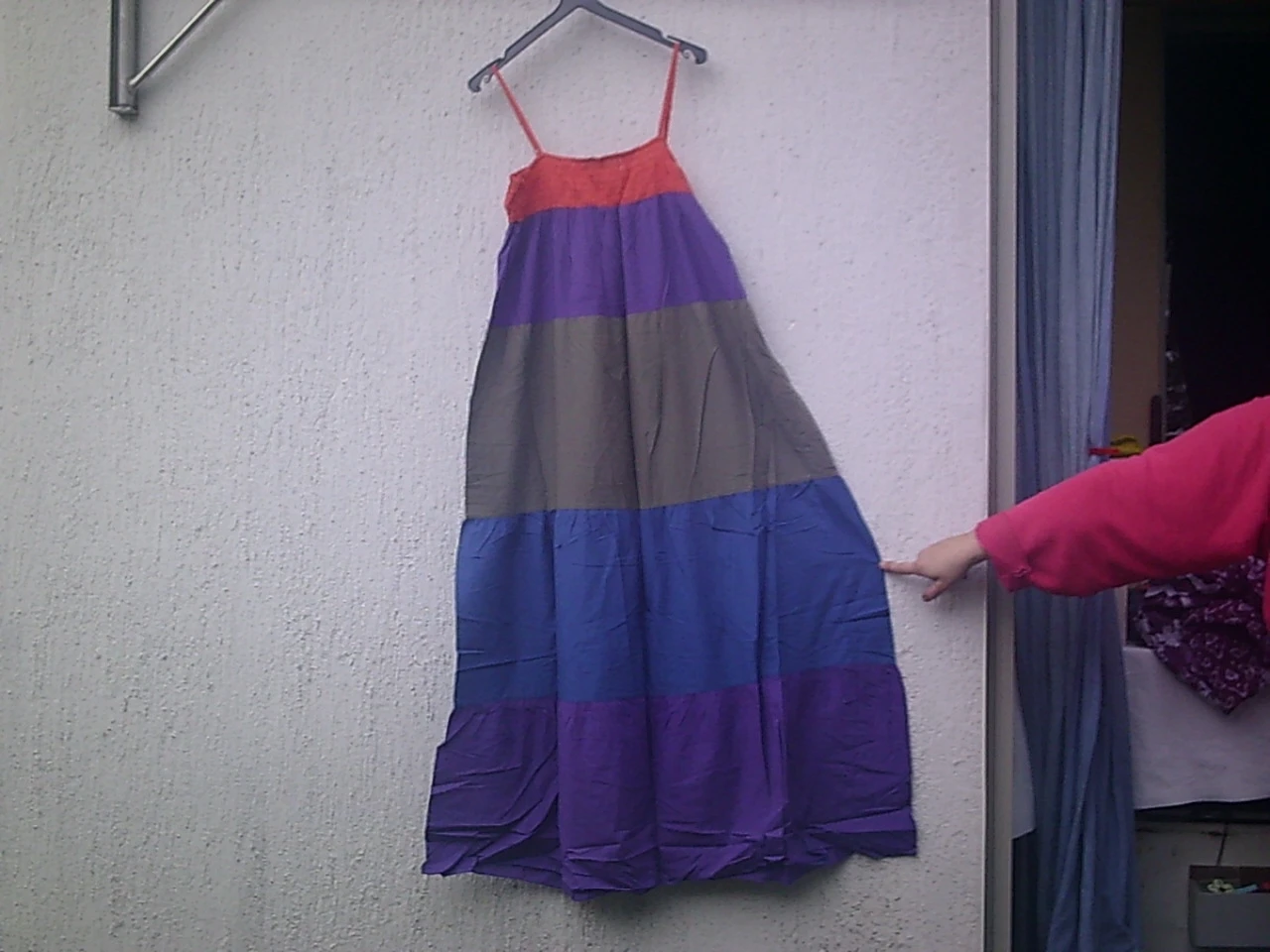 Robe longue bas évasé à 5 pans/bandes multicolores 5 couleurs étiquette T.L